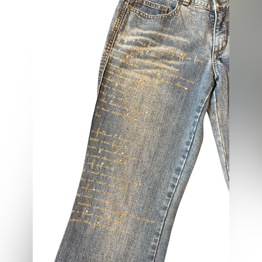 Vintage Y2K Express Jeans Women’s Low Rise Flare Jeans Size 7/8 Embellished - Picture 2 of 9